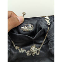 Vintage Zoe Adams Black Beaded Clutch With Silver-Tone Frame & Chain Strap 6.5" Width Elegant Evening Purse
