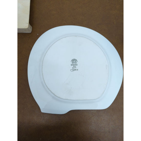 Modern White Porcelain Plate By Schirnding Bavaria Unique Asymmetrical Design 10" Diameter
