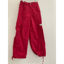 Air Jordan Red Loose Fit Nylon Cargo Pants With Adjustable Hem & Pockets Size S