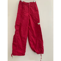 Air Jordan Red Loose Fit Nylon Cargo Pants With Adjustable Hem & Pockets Size S