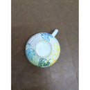 Hand-Painted Ceramic Tea Cup With Floral Yellow & Blue Accents 2.5" Tall Multicolor Design