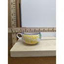 Hand-Painted Ceramic Tea Cup With Floral Yellow & Blue Accents 2.5" Tall Multicolor Design