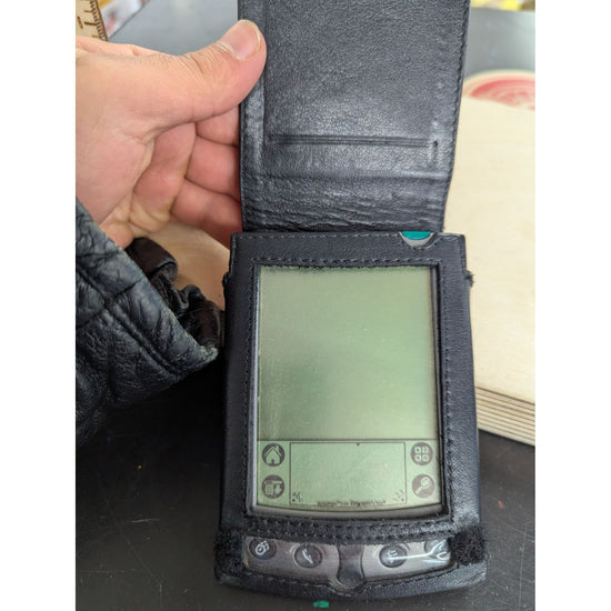 Vintage Palm Pilot PDA With Black Leather Case Stylus And Touchscreen Display