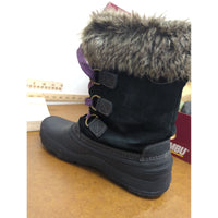 Khombu Ladies Black Waterproof Fur-Lined Winter Boots Size 9