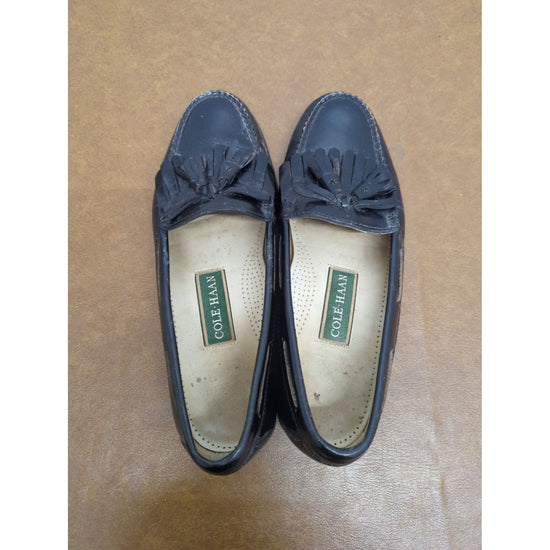 Cole Haan Black Leather Tassel Loafers Mens Size 9.5 D Slip-On Dress Shoes