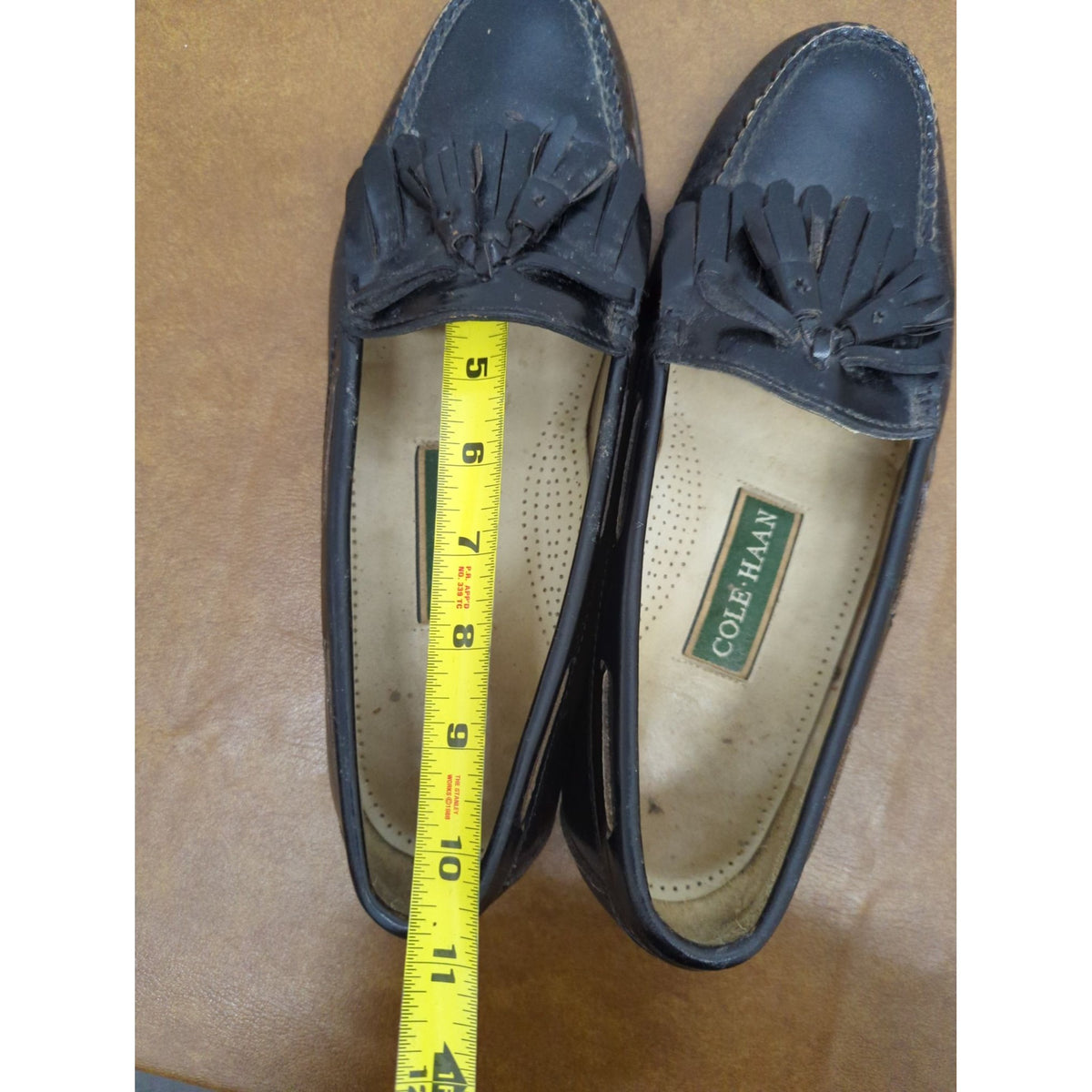 Cole Haan Black Leather Tassel Loafers Mens Size 9.5 D Slip-On Dress Shoes