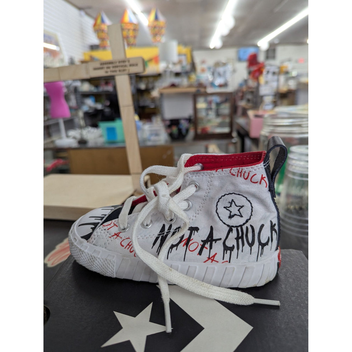 Converse Not A Chuck High-Top Sneakers White/Black/Red Youth Size 6 Pre-Owned