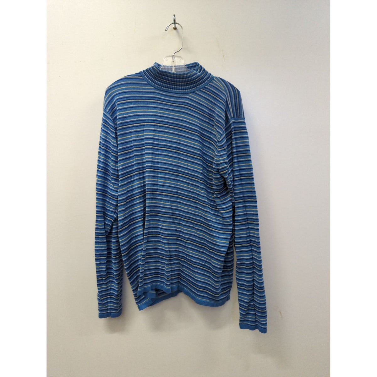 Striped Blue Long Sleeve Turtleneck Sweater Pullover