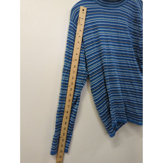 Striped Blue Long Sleeve Turtleneck Sweater Pullover
