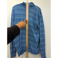 Striped Blue Long Sleeve Turtleneck Sweater Pullover