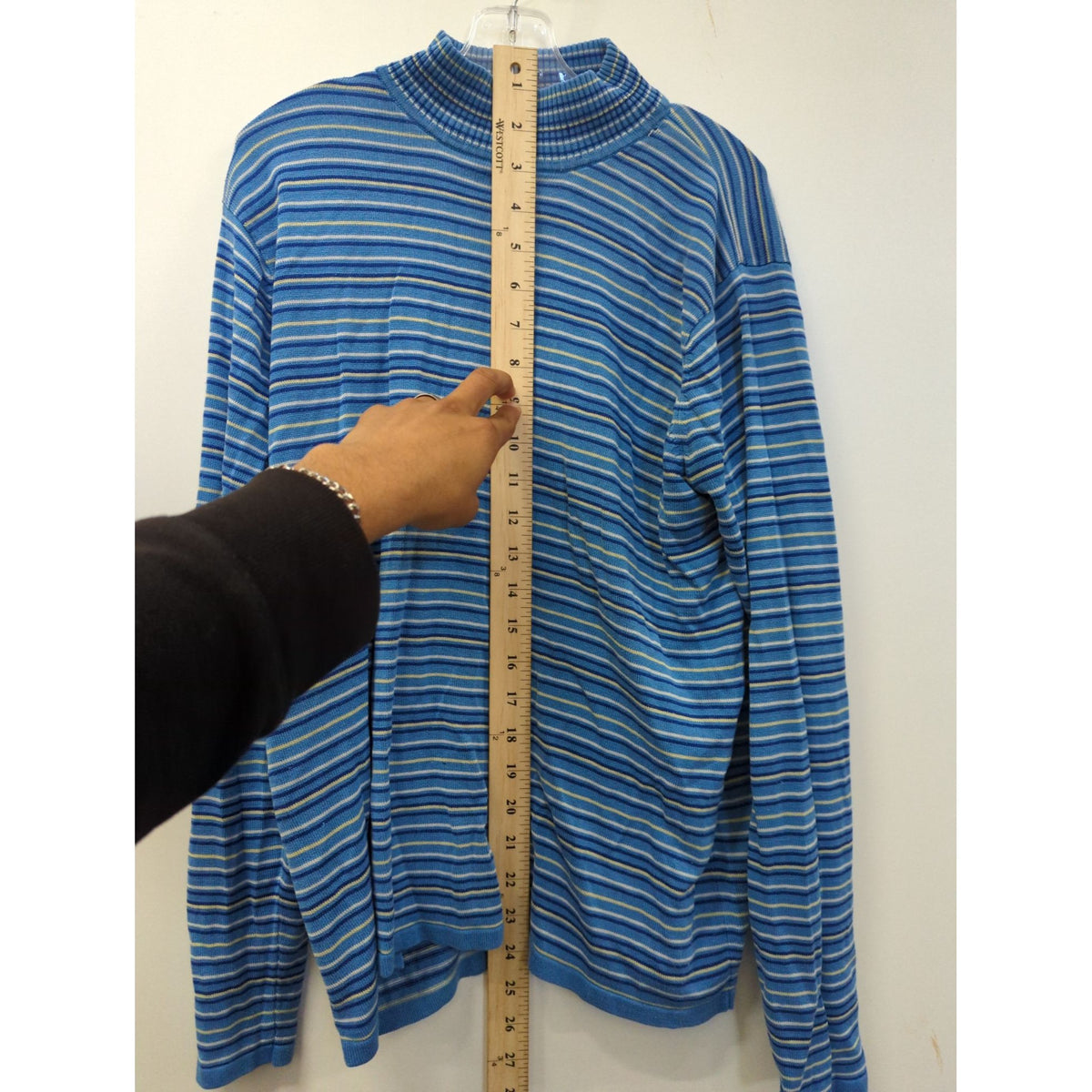 Striped Blue Long Sleeve Turtleneck Sweater Pullover