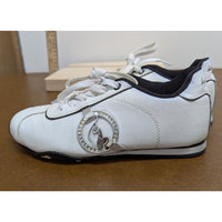 Baby Phat Tennis White Leather Sneakers W/ Crystal Logo Accent Size 5.5 US