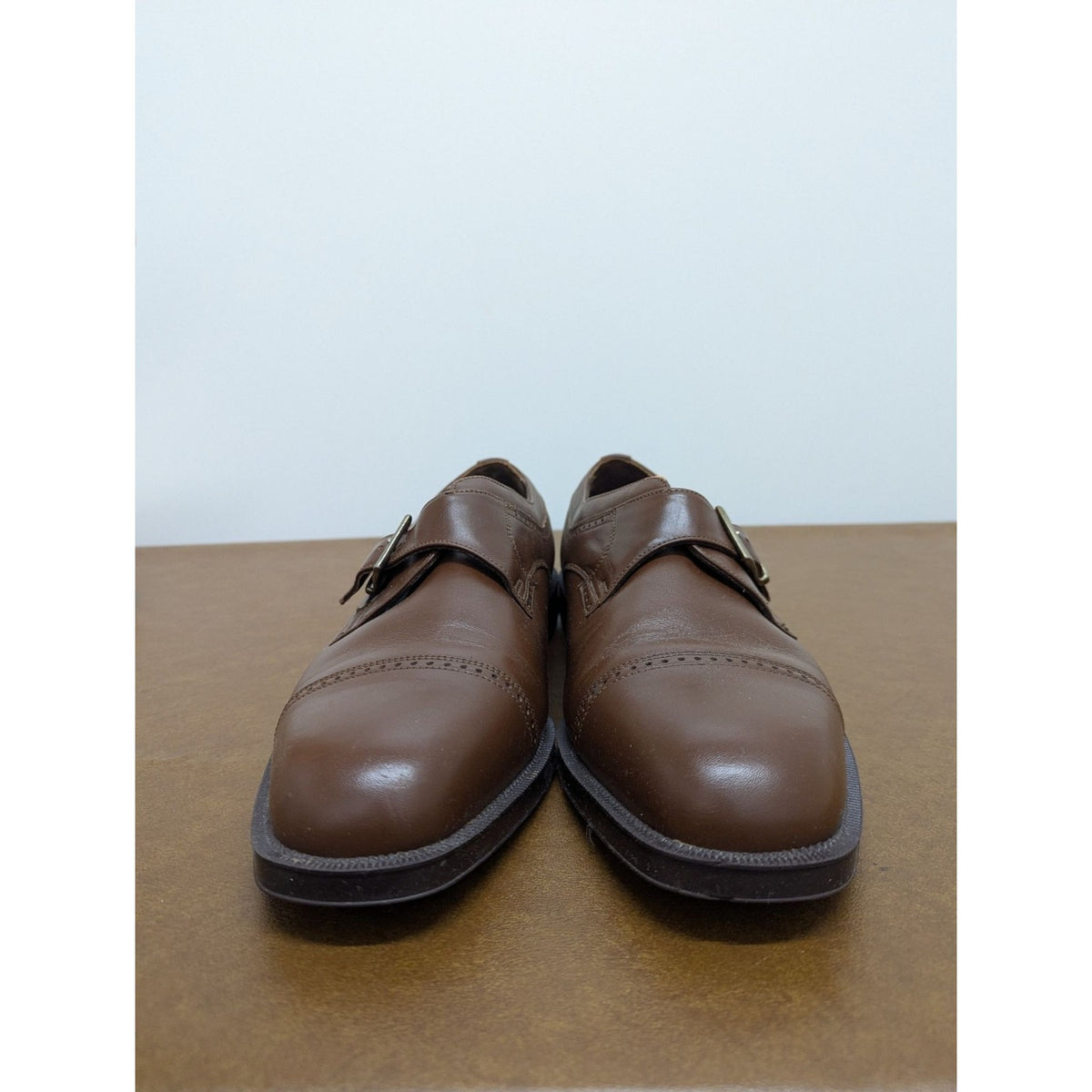 Florsheim Comfortech Brown Leather Monk Strap Dress Shoes Mens