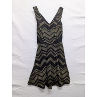 BeBop Black & Gold Chevron Glitter Dress Size S
