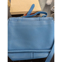 GiGi New York Blue Pebbled Leather Shoulder Bag With Gold Hardware
