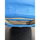 GiGi New York Blue Pebbled Leather Shoulder Bag With Gold Hardware