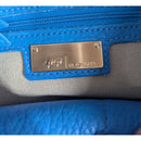 GiGi New York Blue Pebbled Leather Shoulder Bag With Gold Hardware