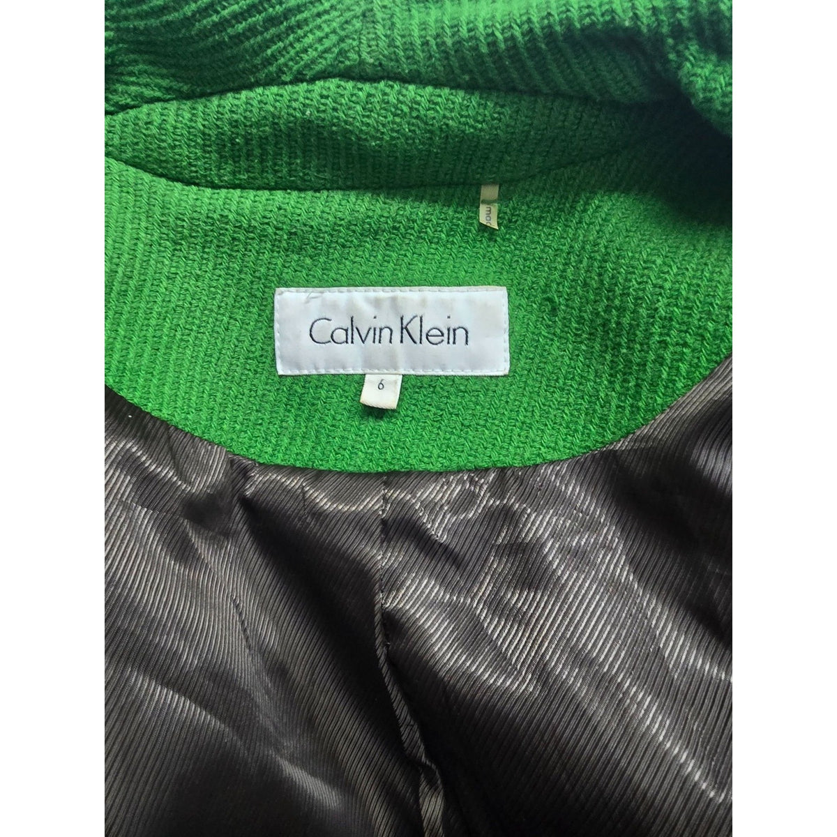Calvin Klein Womens Green Wool Blend Vintage Coat Size 6 Button Closure
