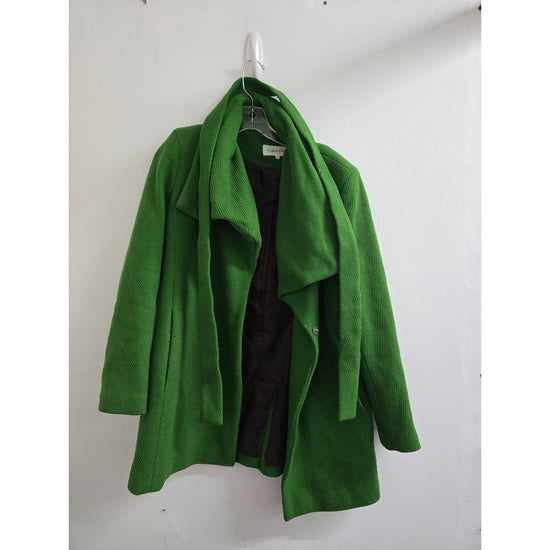 Calvin Klein Womens Green Wool Blend Vintage Coat Size 6 Button Closure