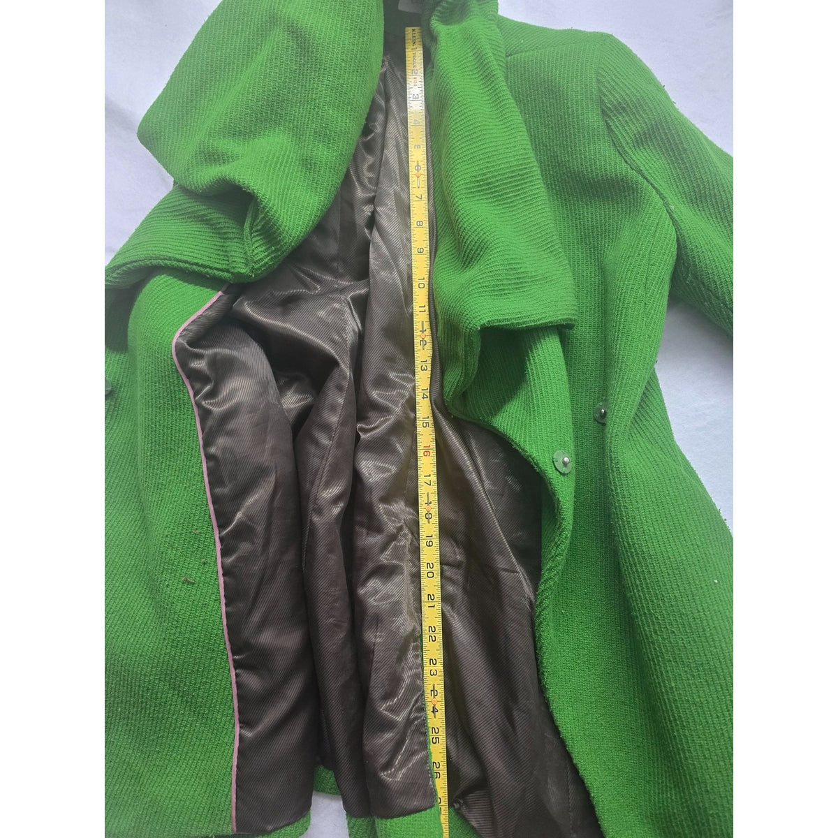 Calvin Klein Womens Green Wool Blend Vintage Coat Size 6 Button Closure