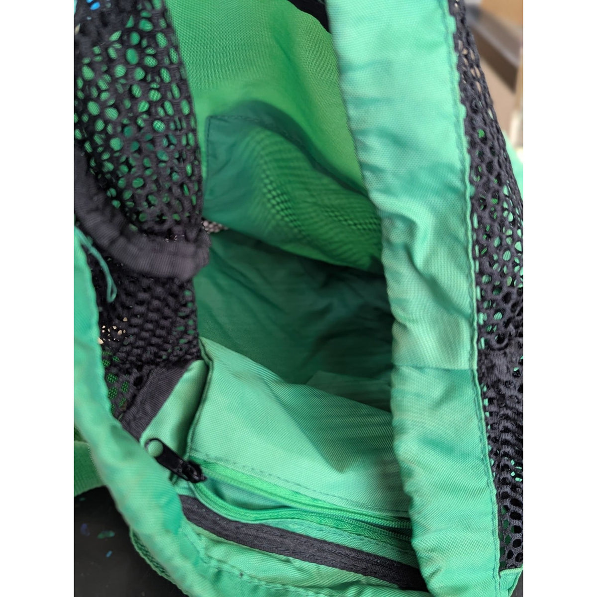 Sporti Green Mesh Drawstring Swim Gear Bag With Pockets And Adjustable Straps