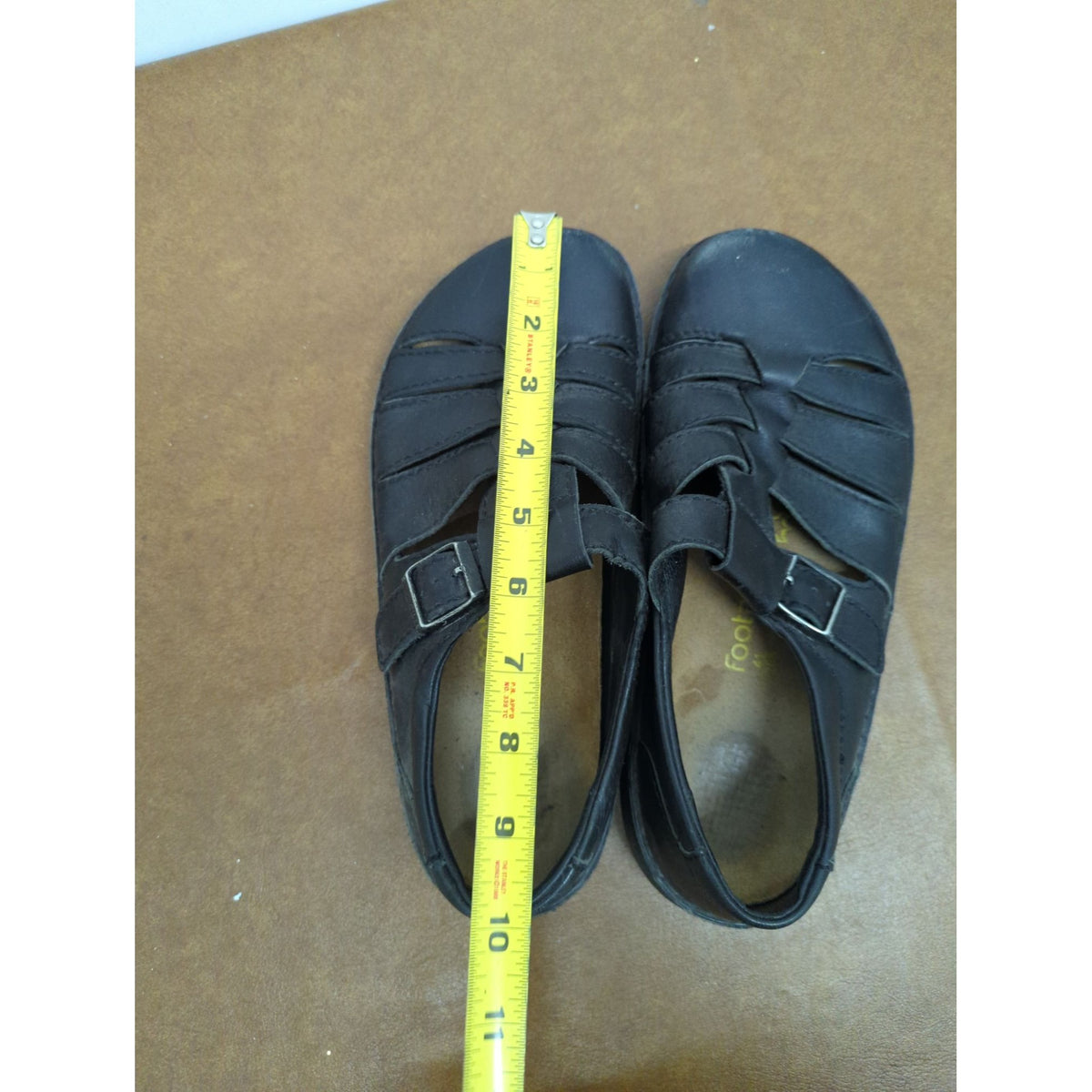 Footprints By Birkenstock Black Leather Sandals Size 41 With Buckle Closure