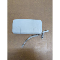 Gray Zippered Wristlet Wallet With Studded Details Multiple Compartments & Card Slots 8" x 4.5" Faux Leather