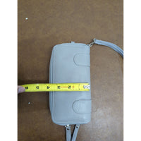 Gray Zippered Wristlet Wallet With Studded Details Multiple Compartments & Card Slots 8" x 4.5" Faux Leather