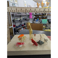Vintage Miniature Animal Figurines Set Giraffe Lion Sheep Crab Fish Plastic 1-4 Inches