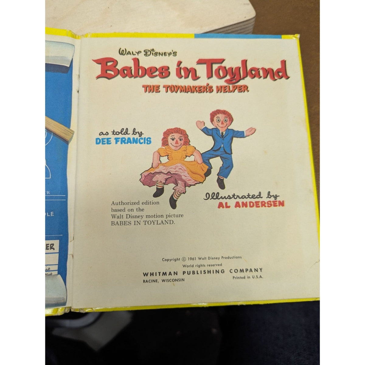 Vintage Walt Disneys Babes in Toyland Childrens Book 1961 Whitman Publishing