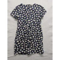 Old Navy Womens Daisy Print Short Sleeve Dress L Navy Blue