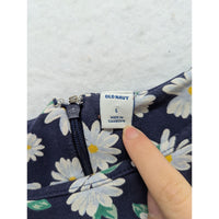 Old Navy Womens Daisy Print Short Sleeve Dress L Navy Blue