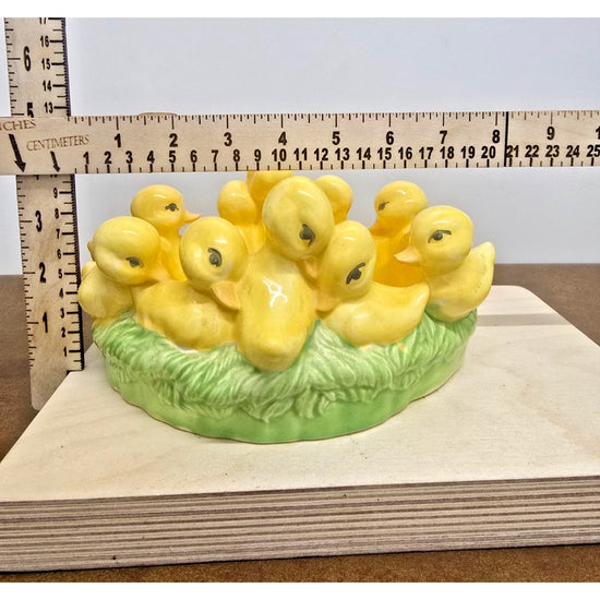Vintage Ceramic Duckling Figurine Centerpiece Yellow & Green Home Decor Collecti