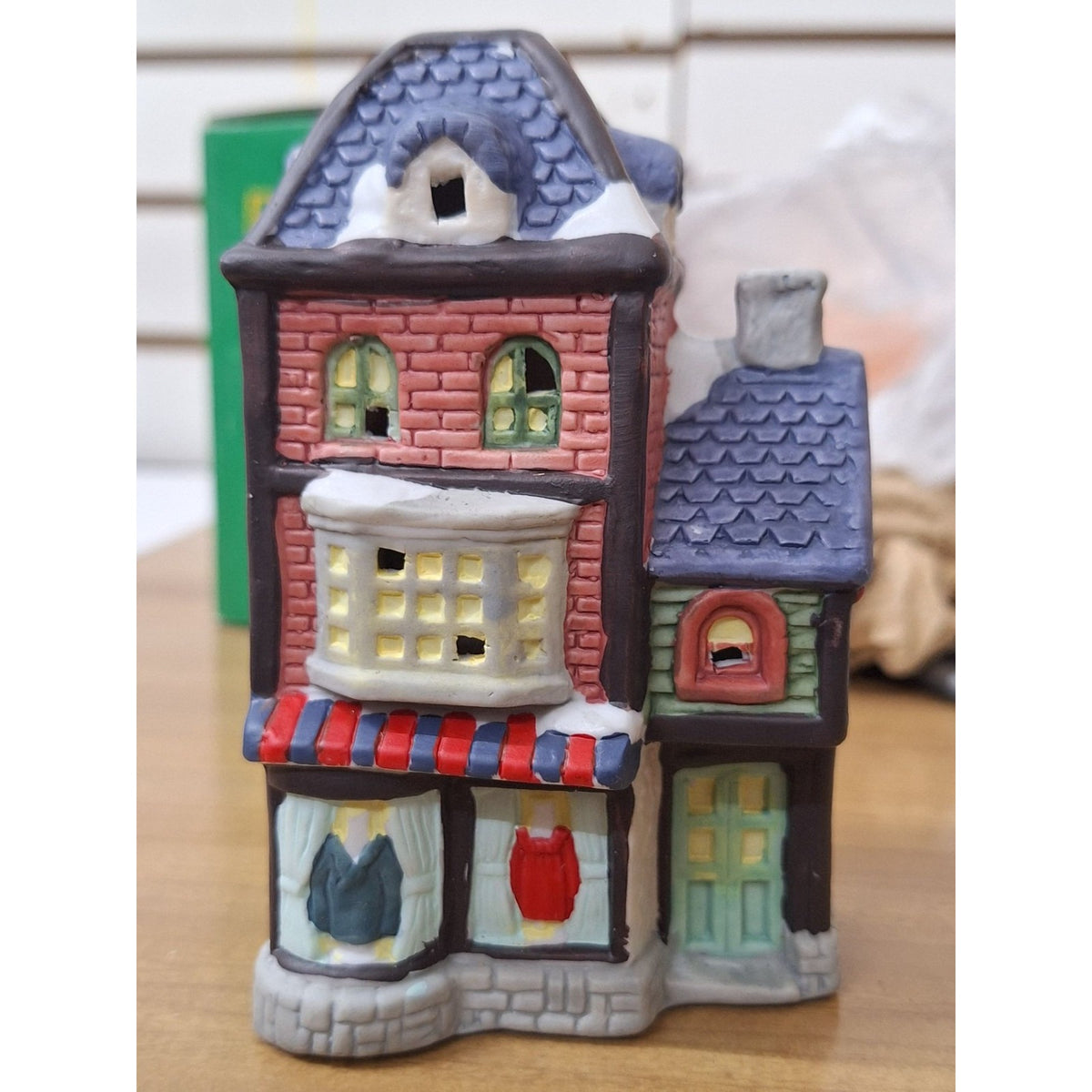 Vintage Village Hand-Painted Porcelain Victorian House With Box