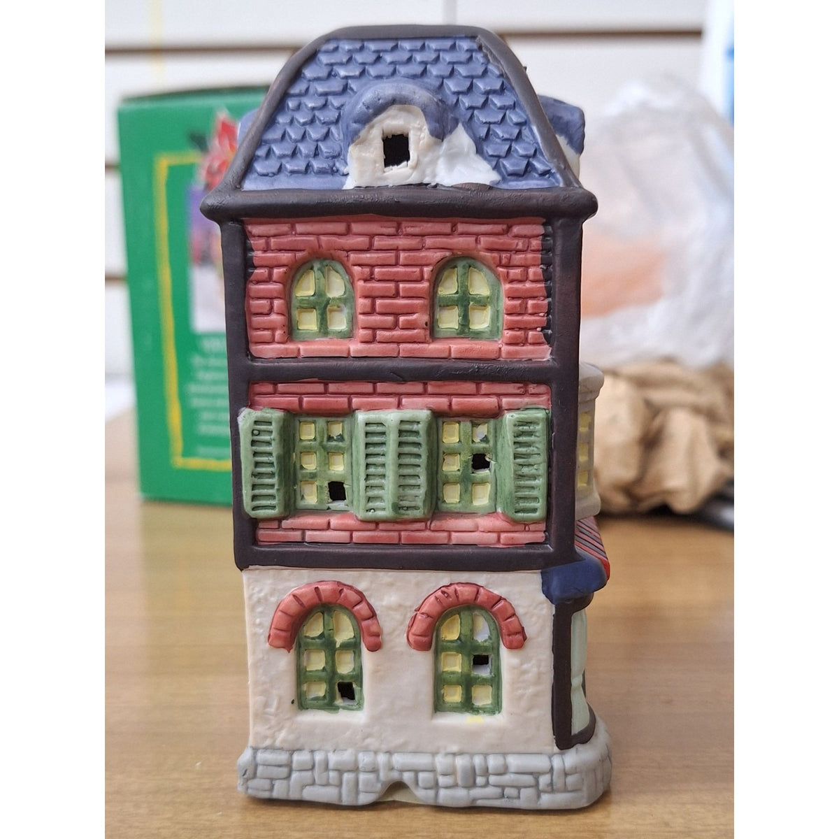 Vintage Village Hand-Painted Porcelain Victorian House With Box