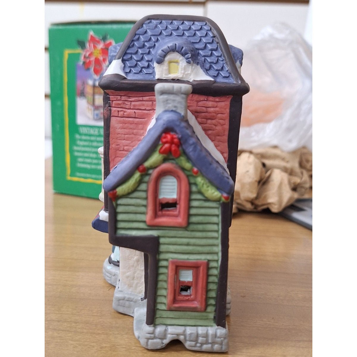 Vintage Village Hand-Painted Porcelain Victorian House With Box