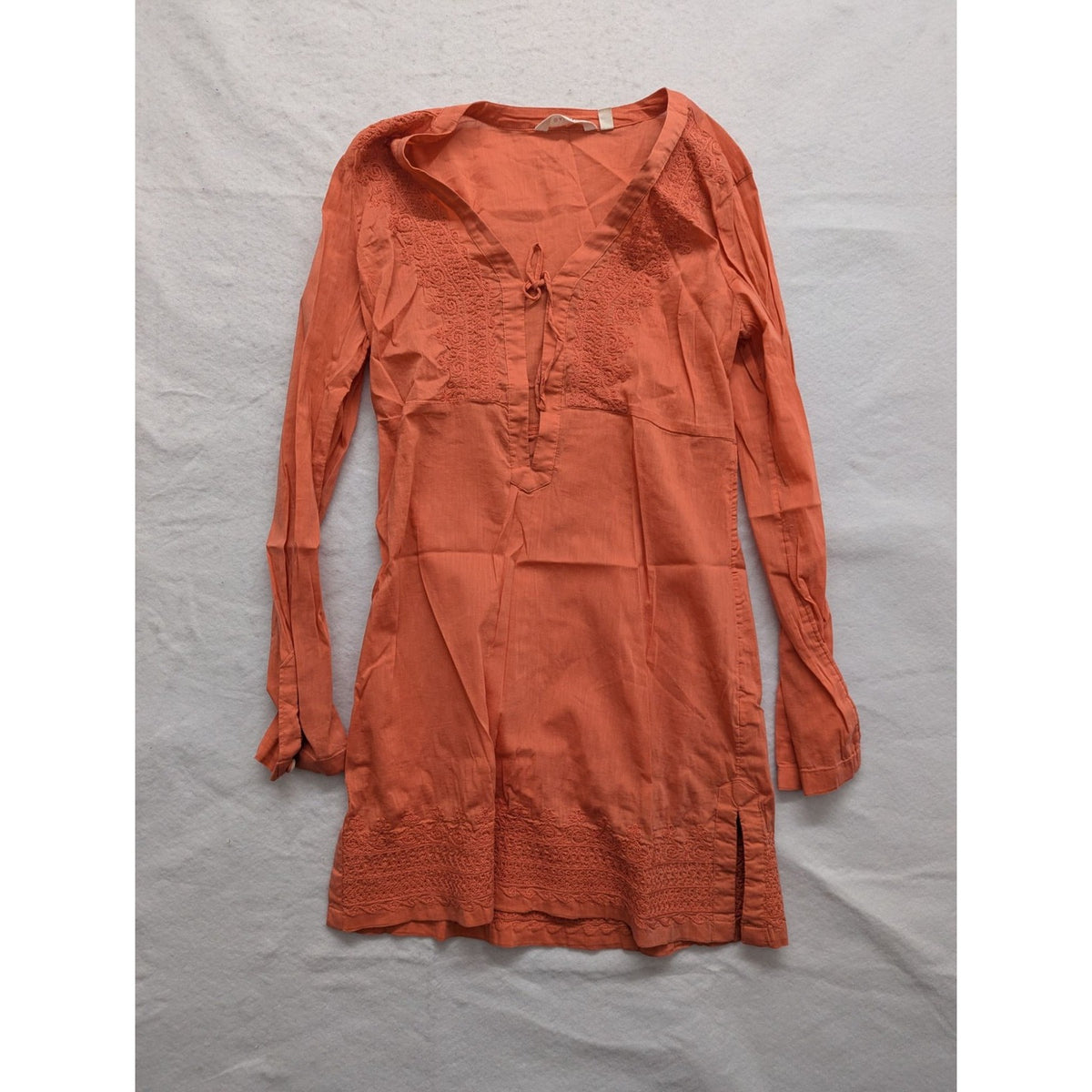 Athleta XS Orange Long-Sleeve Tunic Dress Cotton Blend