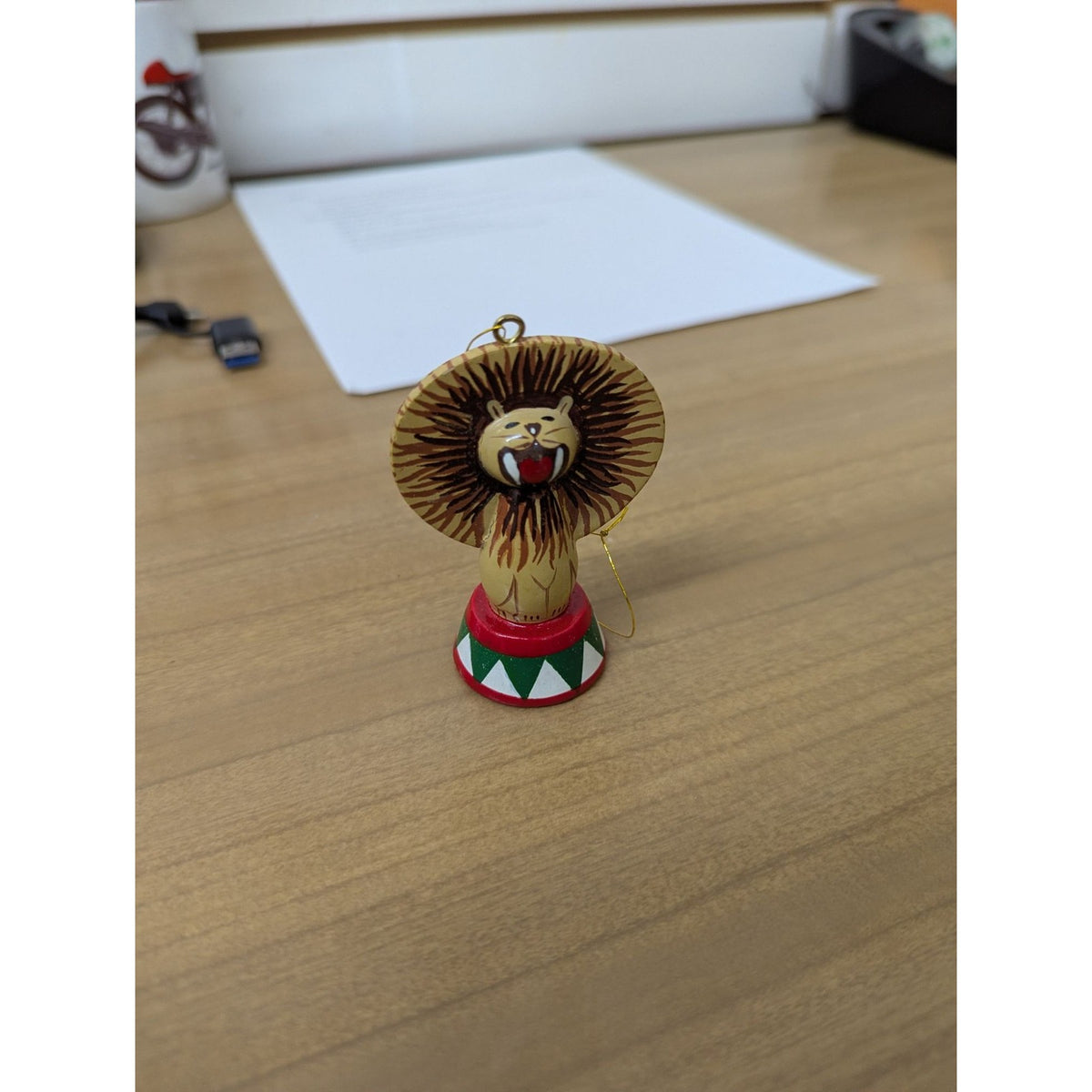 Avon Circus Lion Ornament Hand-Painted Wood 2.5" Tall Christmas Holiday Decor