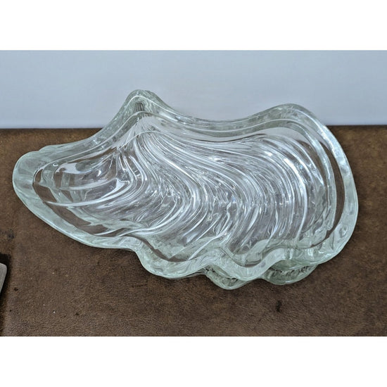 Vintage Clear Glass Wave Shaped Serving Bowls Decorative Accent Pieces