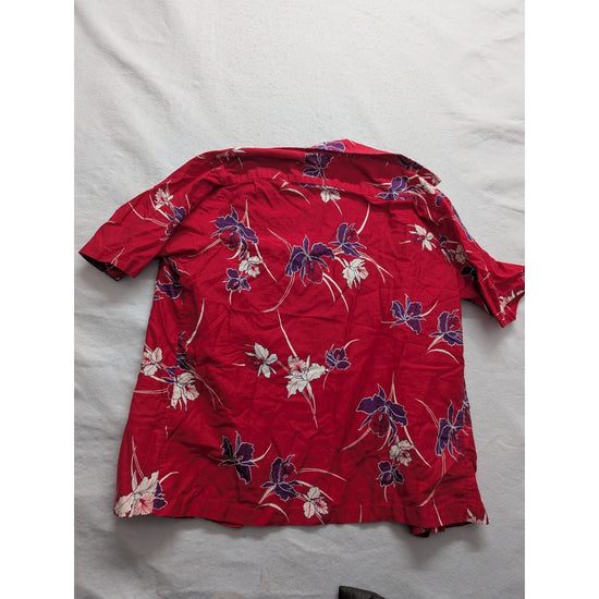 Vintage Jio Sports Red Hawaiian Floral Button-Up Shirt Size M