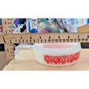Vintage Fire-King Red Teardrop Design Milk Glass Skillet