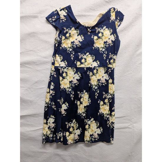 Rue21 XL Floral Navy & Yellow Dress With Lace Accent