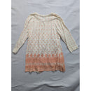 Blue Mountain Womens Long Sleeve Tunic Top L Cotton Blend Orange Print