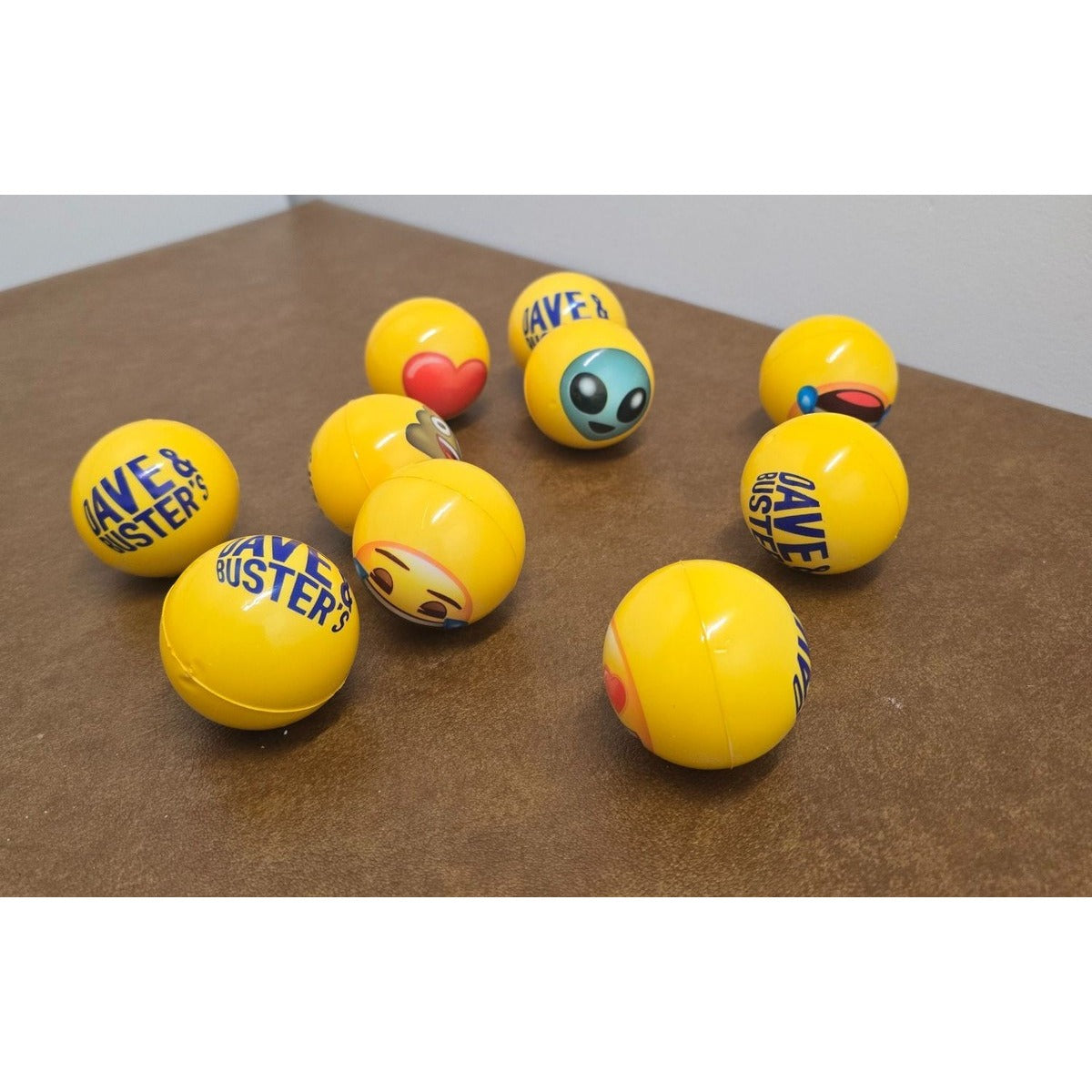 Dave & Busters Emoji-Themed Yellow Plastic Balls - Fun Collectible Toys
