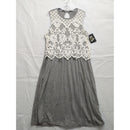Art Class Girls Gray Sleeveless Dress With White Floral Lace Overlay XL 14/16