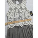 Art Class Girls Gray Sleeveless Dress With White Floral Lace Overlay XL 14/16