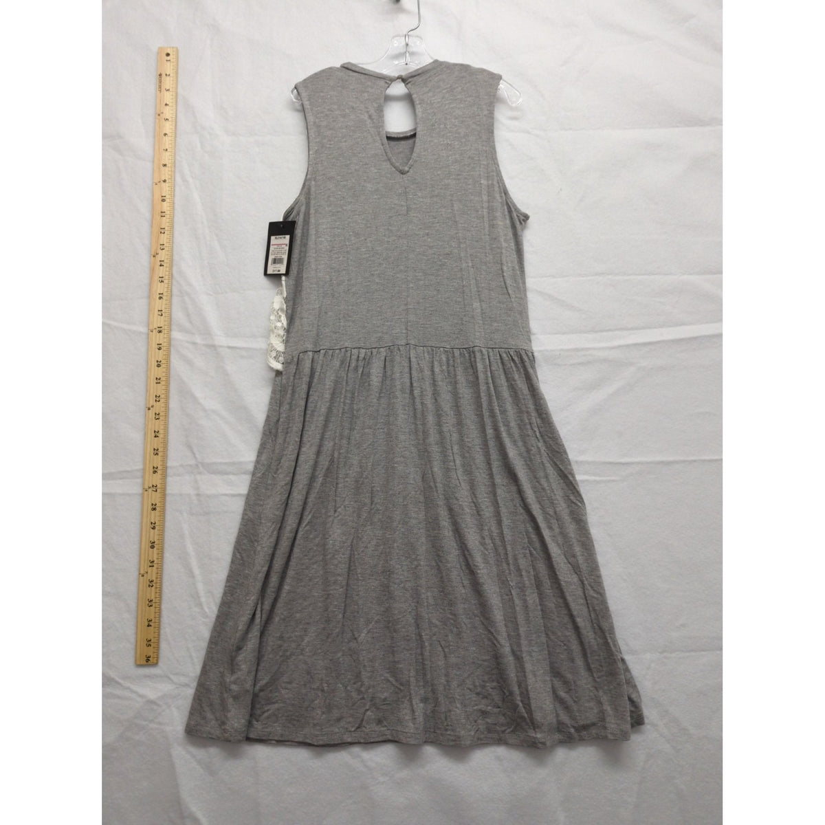 Art Class Girls Gray Sleeveless Dress With White Floral Lace Overlay XL 14/16