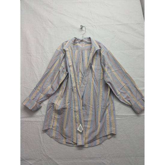 Brooks Brothers 346 Mens Cotton Striped Button-Down Shirt Blue/Yellow Size M