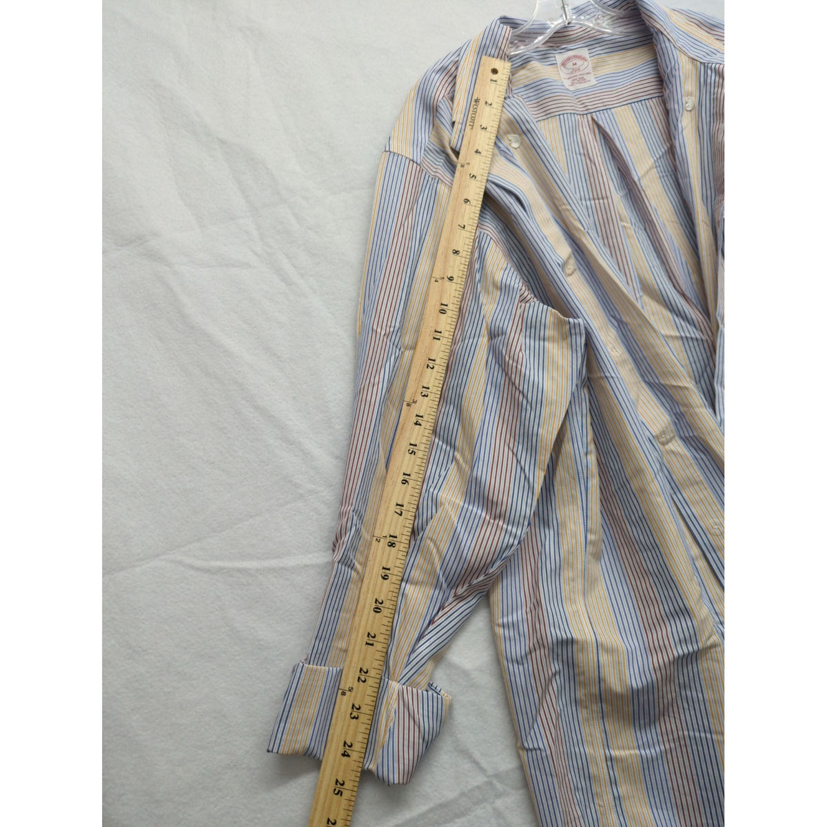 Brooks Brothers 346 Mens Cotton Striped Button-Down Shirt Blue/Yellow Size M