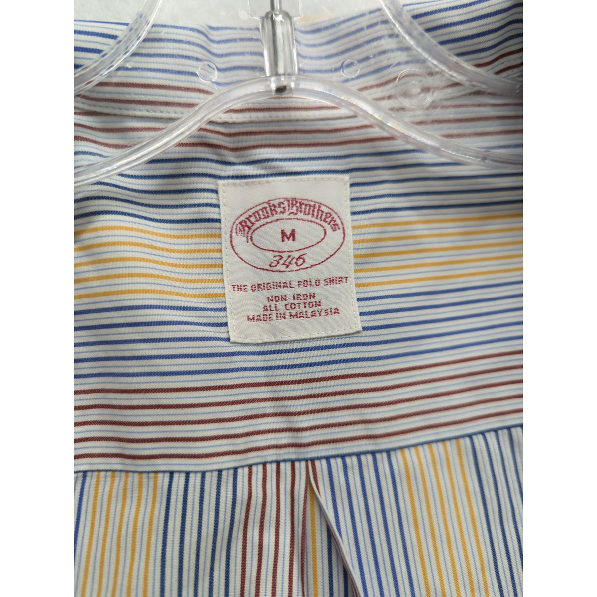 Brooks Brothers 346 Mens Cotton Striped Button-Down Shirt Blue/Yellow Size M